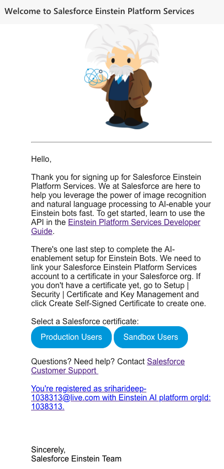 einstein platform services certificate